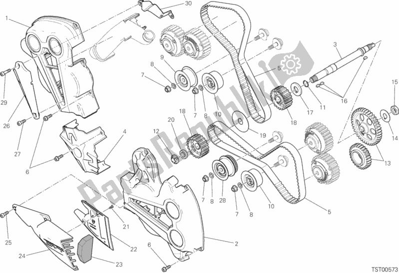 All parts for the Timing System of the Ducati Diavel Xdiavel Sport Pack Brasil 1260 2019